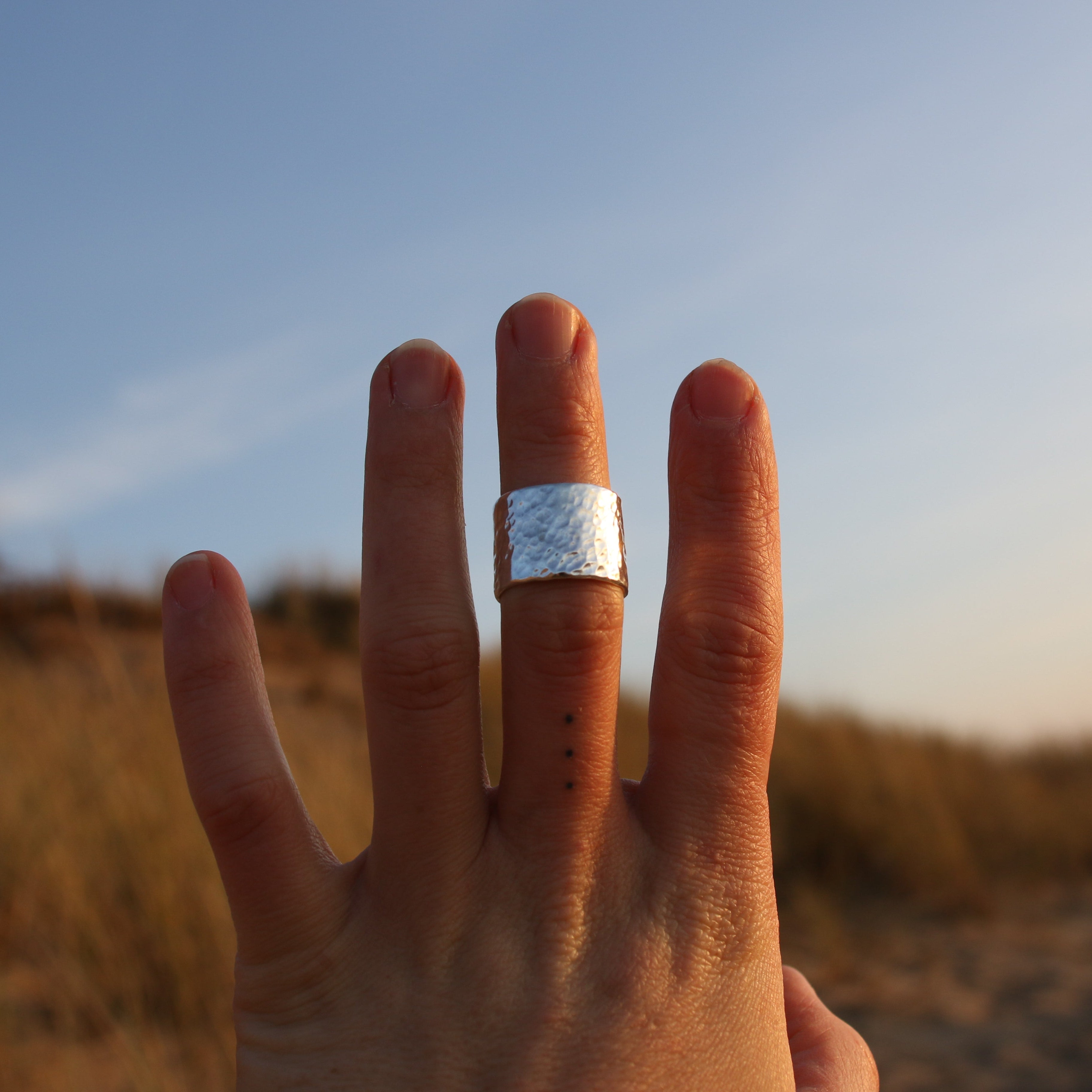 Dawn Patrol - Saltwater Souls hammered effect recycled sterling silver ring.