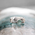 Barricane Tides - Saltwater Souls sea glass and fine silver limpet recycled sterling silver ocean stacking ring.