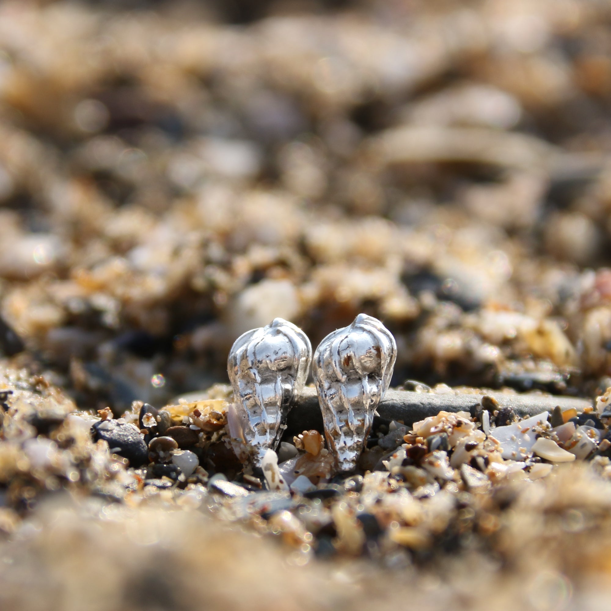 Barricane Wentletrap Studs - Two beautiful wentletrap shells cast in fine silver (0.99) creating a unique pair of studs.