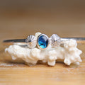 Blue Aurora - Saltwater Souls paua shell and fine silver limpet shell recycled sterling silver open back bangle.