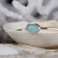 Blue Tides - Marla - Saltwater Souls sea glass hammered effect bangle, handcrafted with recycled sterling silver.