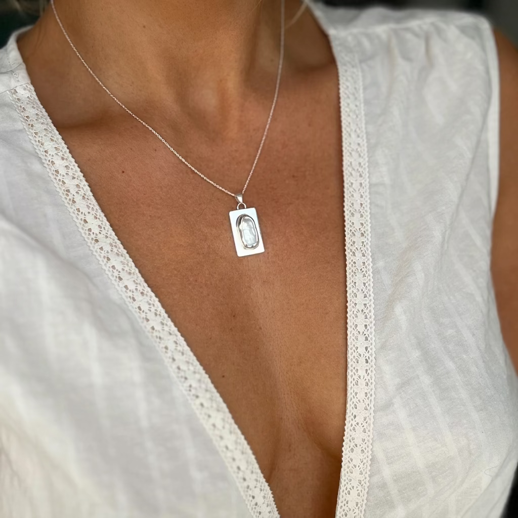 Siren's Whisper - Saltwater Souls keshi pearl recycled sterling silver necklace.