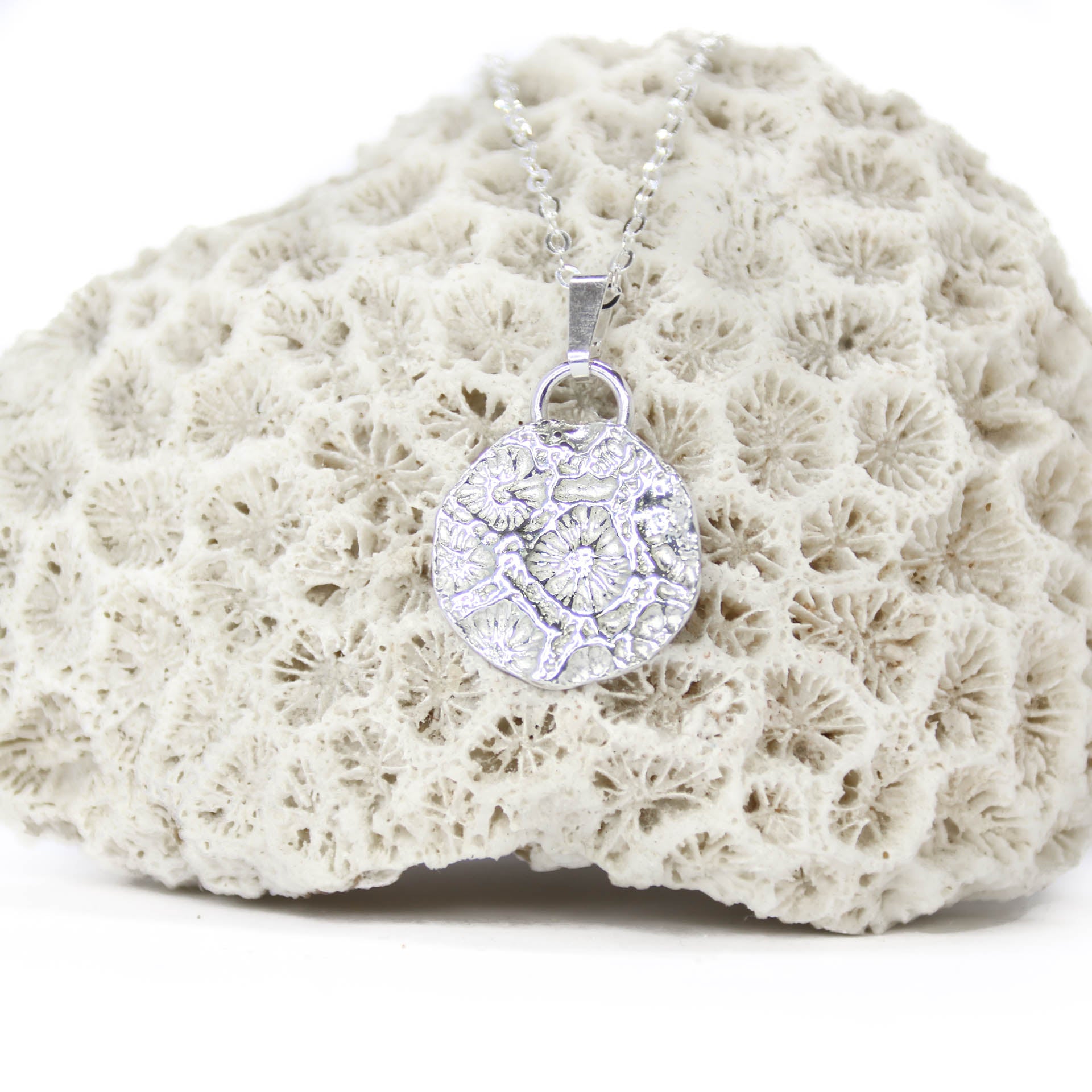 Little Coral Necklace - Saltwater Souls fine silver (.999) coral texture pendant necklace cast from a real piece of coral.