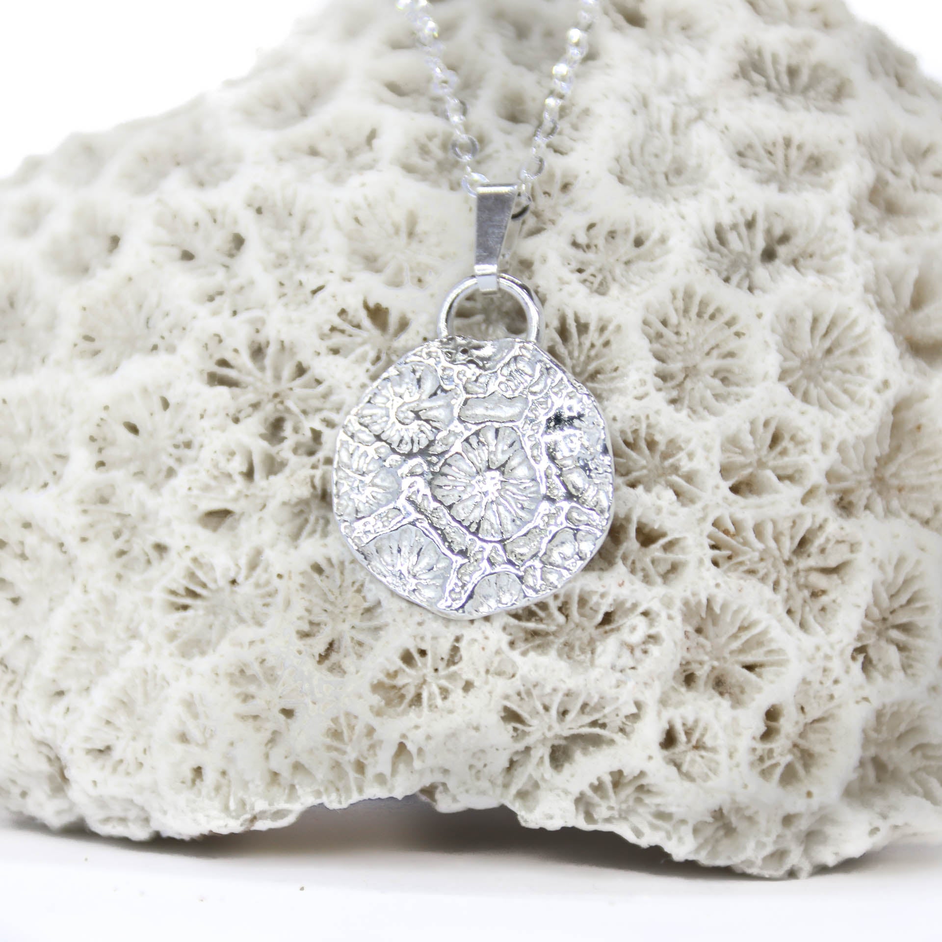 Little Coral Necklace - Saltwater Souls fine silver (.999) coral texture pendant necklace cast from a real piece of coral.
