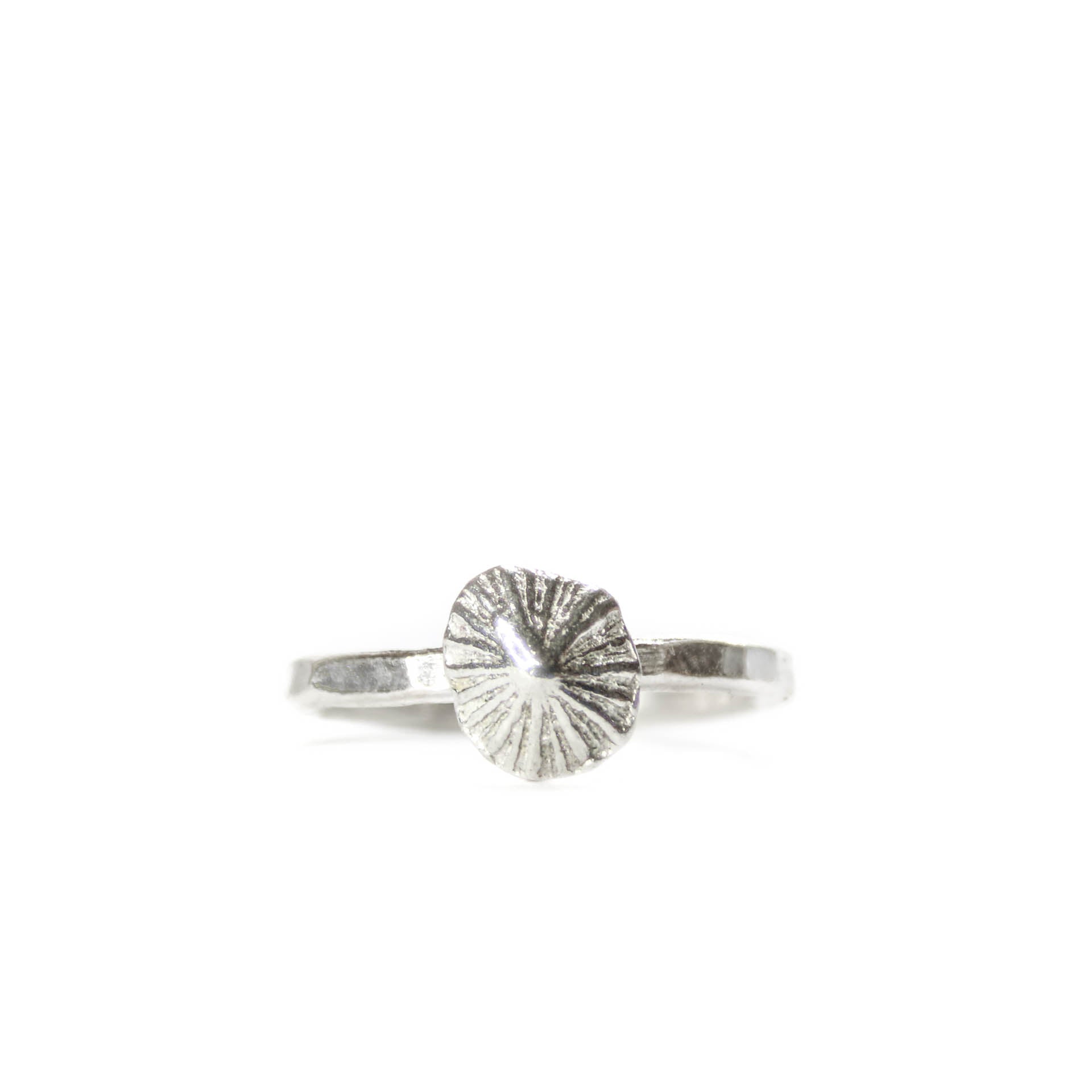 Little Limpet - Saltwater Souls fine silver (.999) cast limpet shell on a hammered recycled sterling silver stacking ring.