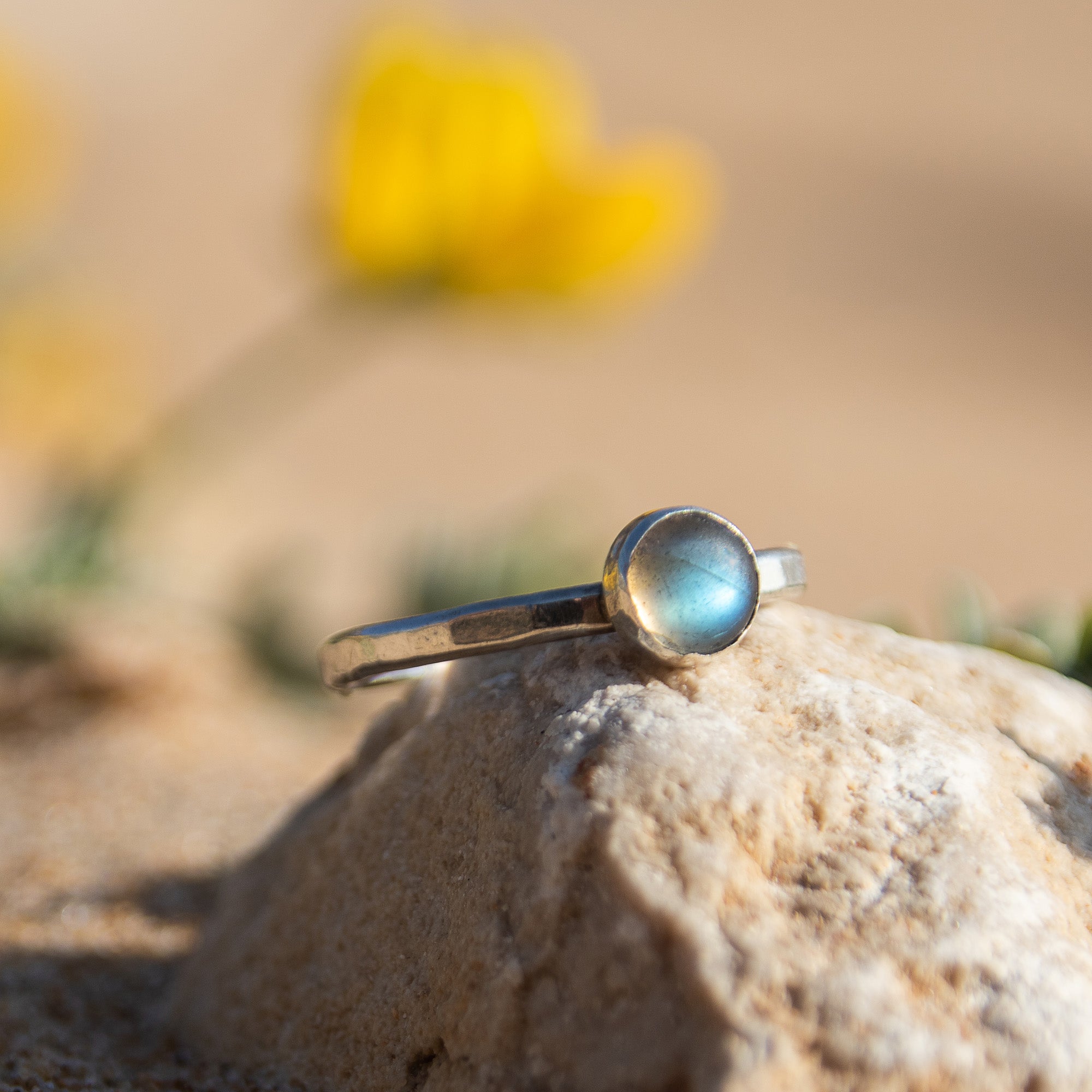 Magic Droplet - Saltwater Souls magical droplet of Labradorite sterling silver stacking ring.