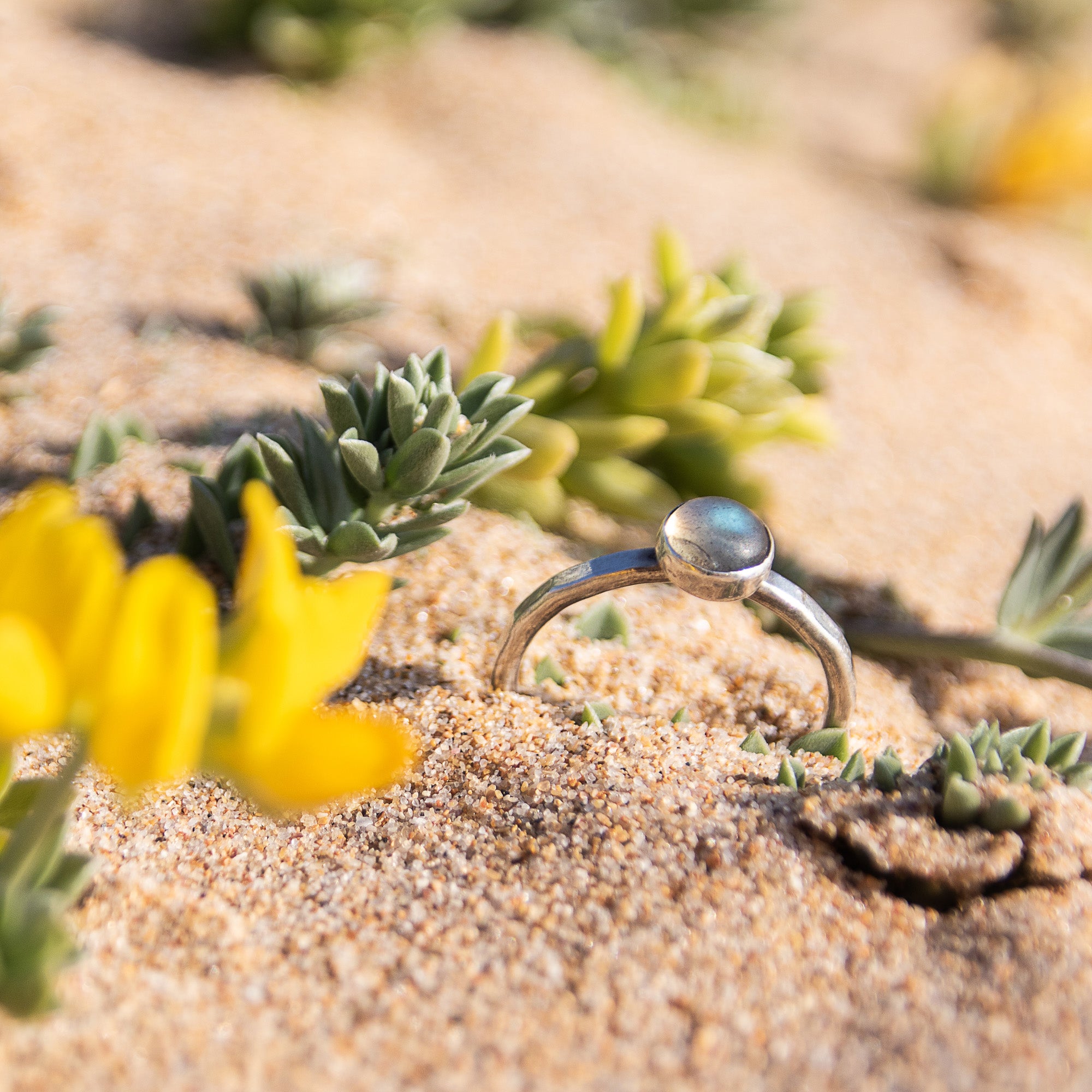 Magic Droplet - Saltwater Souls magical droplet of Labradorite sterling silver stacking ring.
