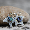 Manta Bay - Saltwater Souls paua shell recycled sterling silver manta ray earrings.