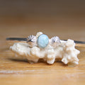 Mermaid Waters - Saltwater Souls larimar and fine silver limpet shell recycled sterling silver open back bangle.