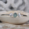 Mermaid Tides - Saltwater Souls sea glass and fine silver cast limpet shell hammered effect bangle.