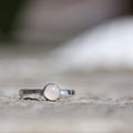 Moon Rise - Saltwater Souls rainbow moonstone sterling silver stacking ring.