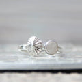 Salt &amp; Spirit - Saltwater Souls rainbow moonstone and fine silver limpet shell recycled sterling silver open ring.