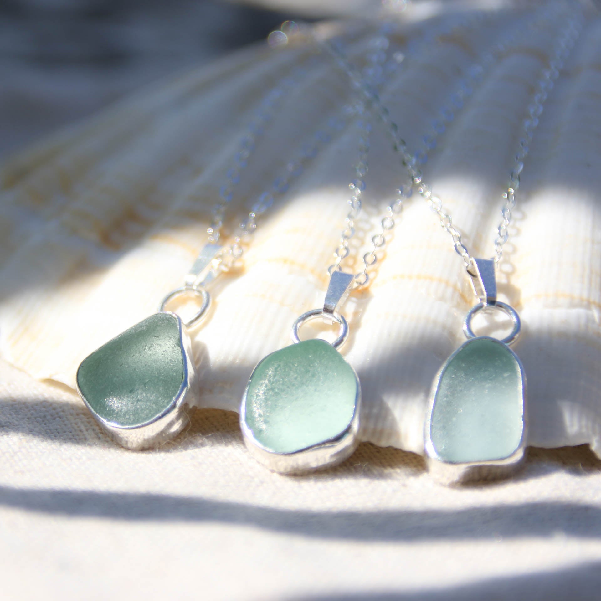 Salt Tribe - Saltwater Souls recycled sterling silver seafoam sea glass necklace.