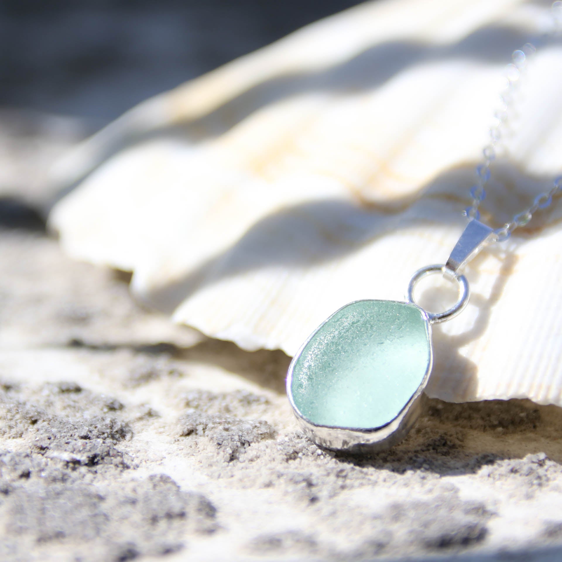 Salt Tribe - Saltwater Souls recycled sterling silver seafoam sea glass necklace.