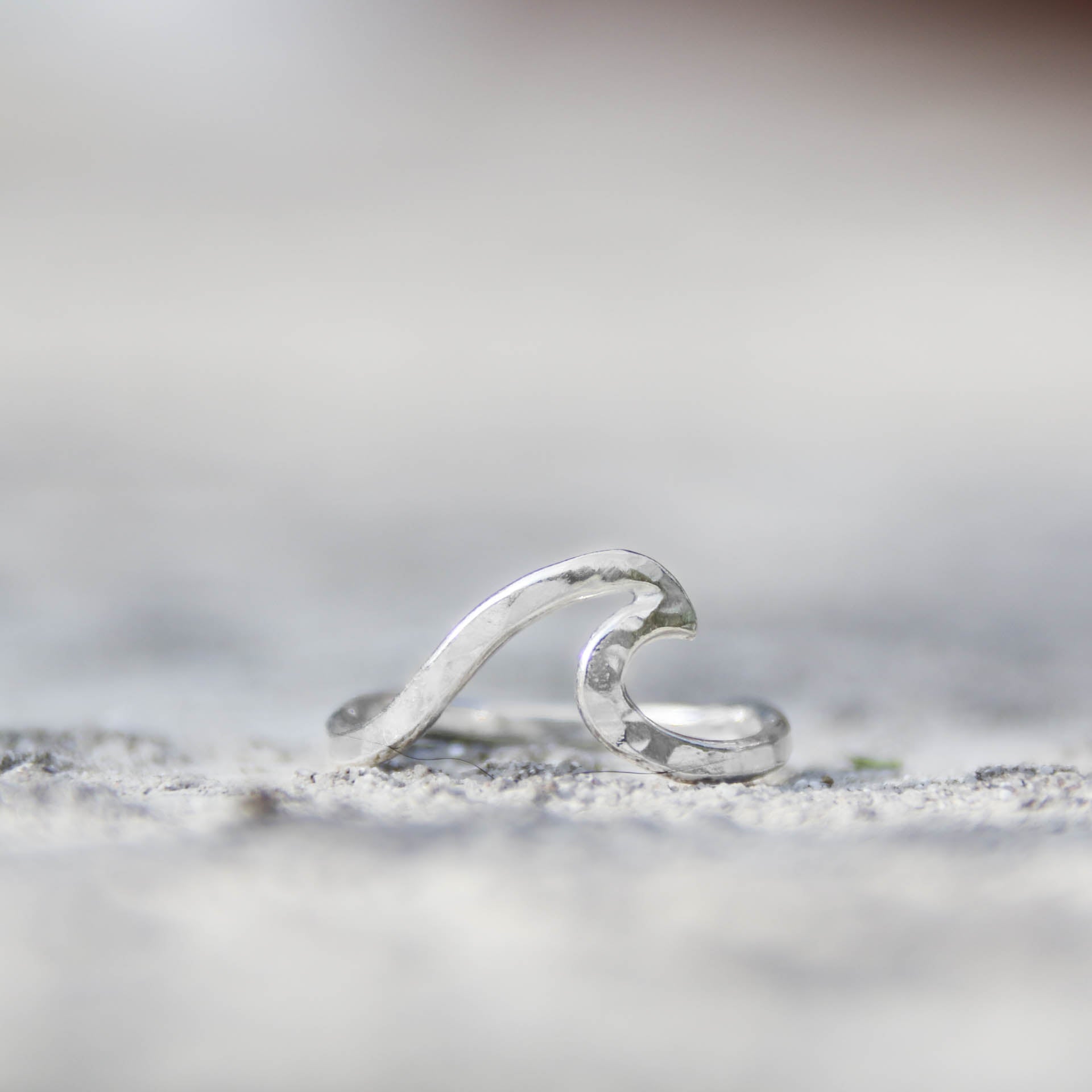 Set Wave - Saltwater Souls recycled sterling silver hammered effect wave ring.