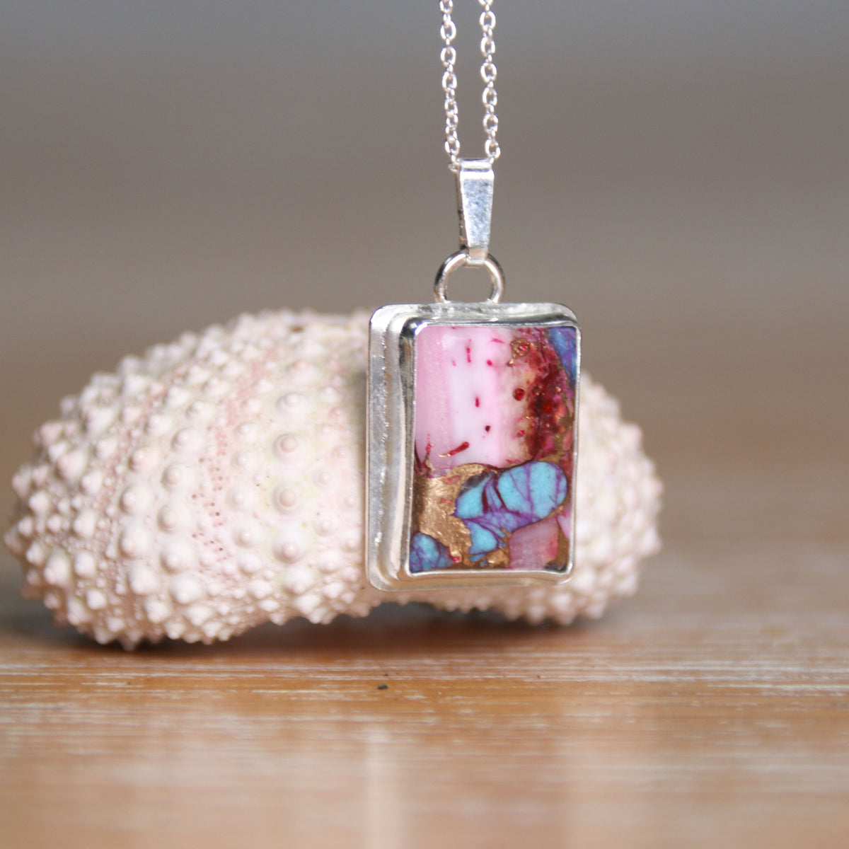 Spiney Oyster Turquoise - Saltwater Souls spiney oyster turquoise recycled sterling silver necklace.
