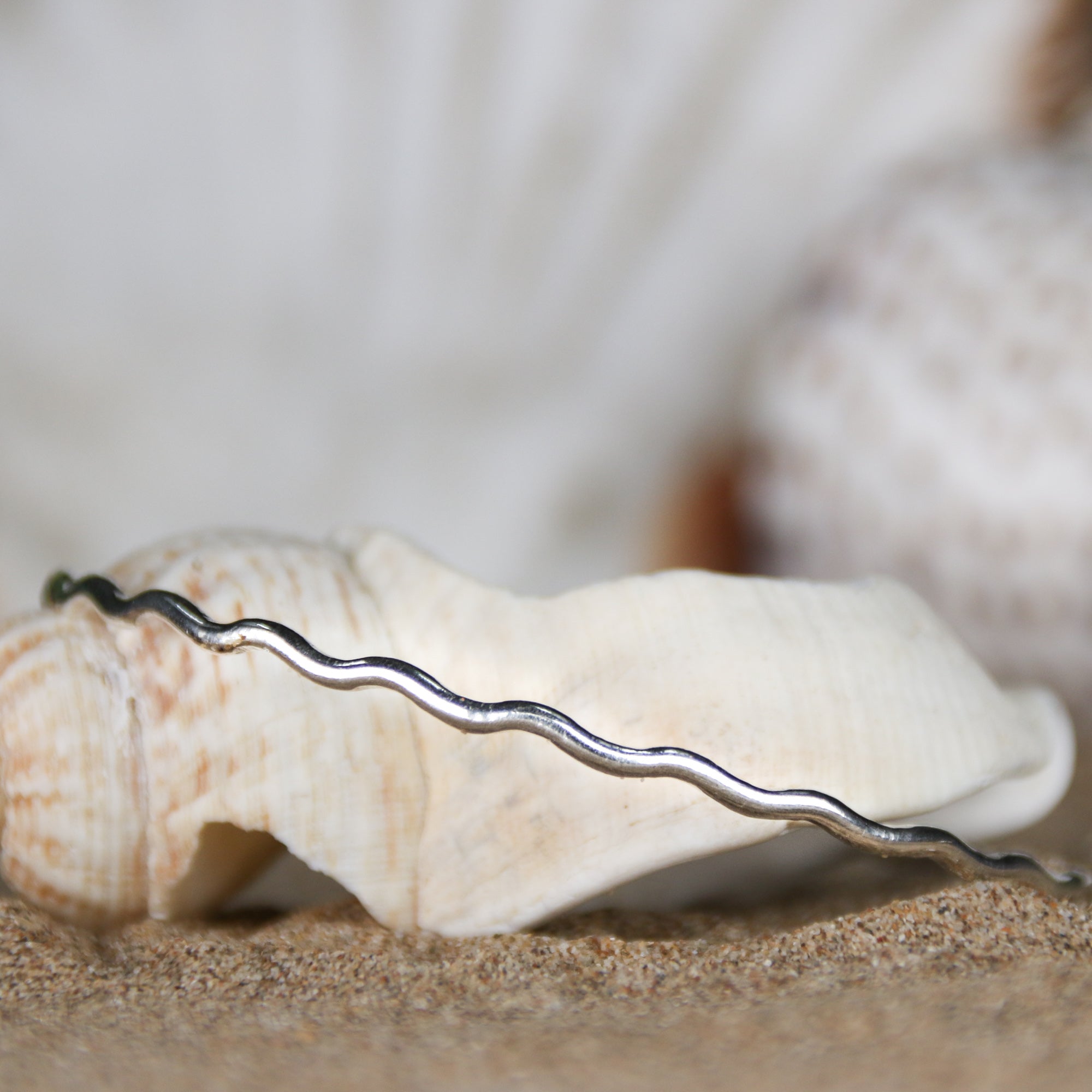 Swell Lines - Saltwater Souls swell lines hammered effect bangle, handcrafted with recycled sterling silver.