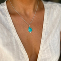 Turquoise Teardrop - Saltwater Souls turquoise teardrop recycled sterling silver necklace.
