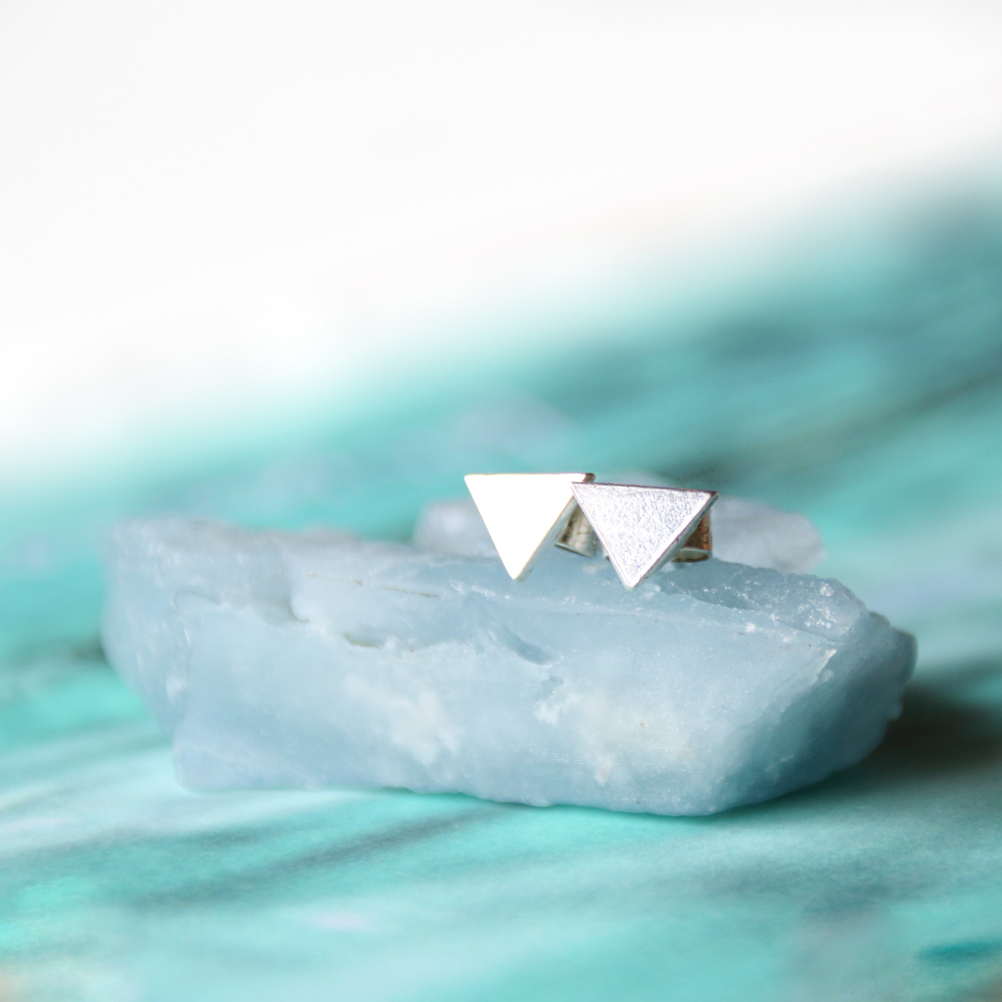 Water Element Studs - Inverted triangle recycled sterling silver studs