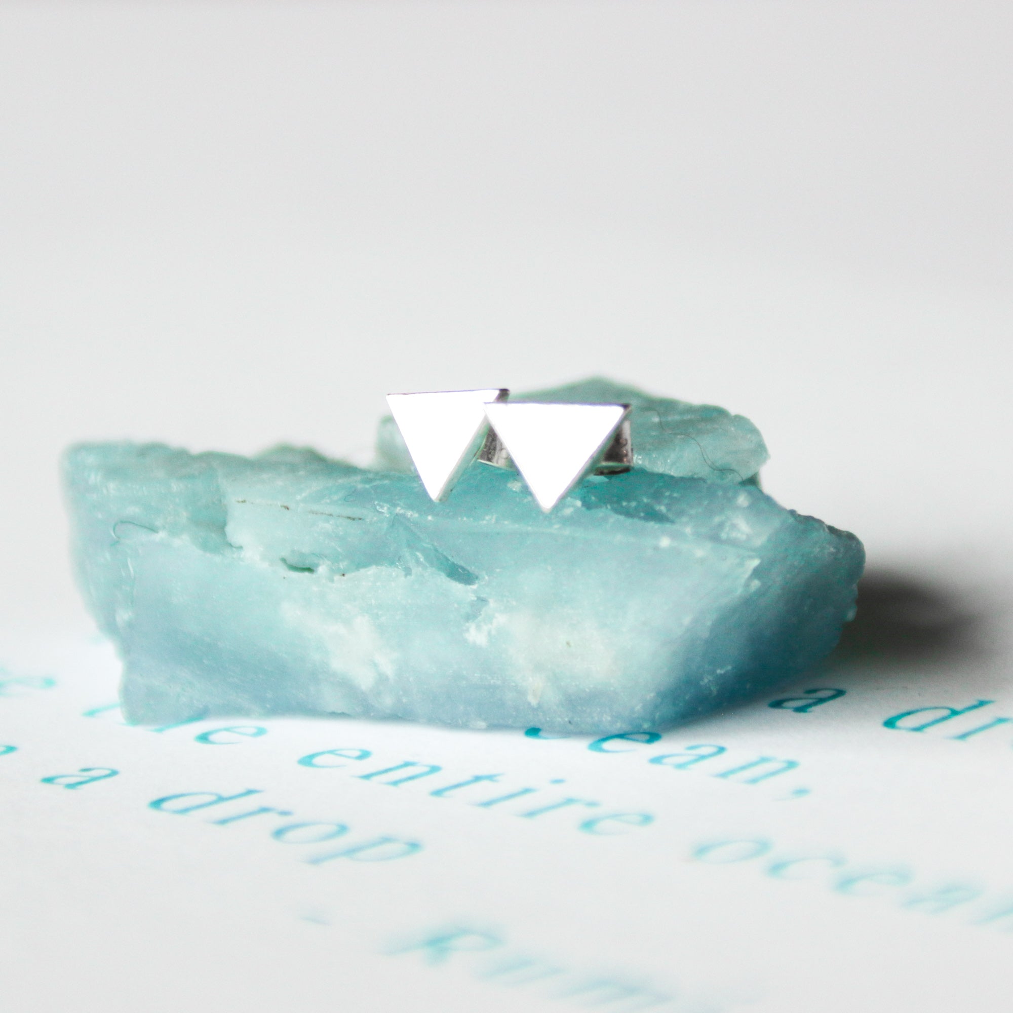 Water Element Studs - Inverted triangle recycled sterling silver studs
