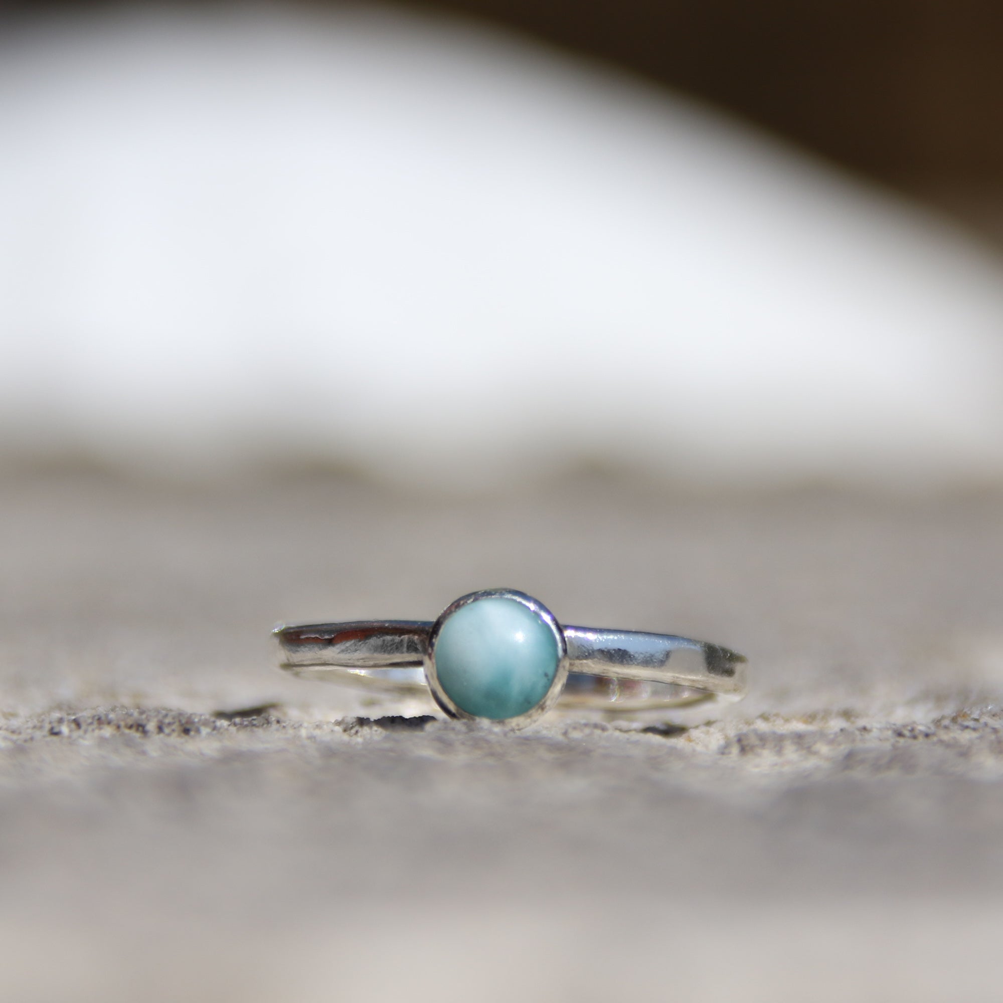 Water Goddess - Saltwater Souls larimar sterling silver stacking ring.