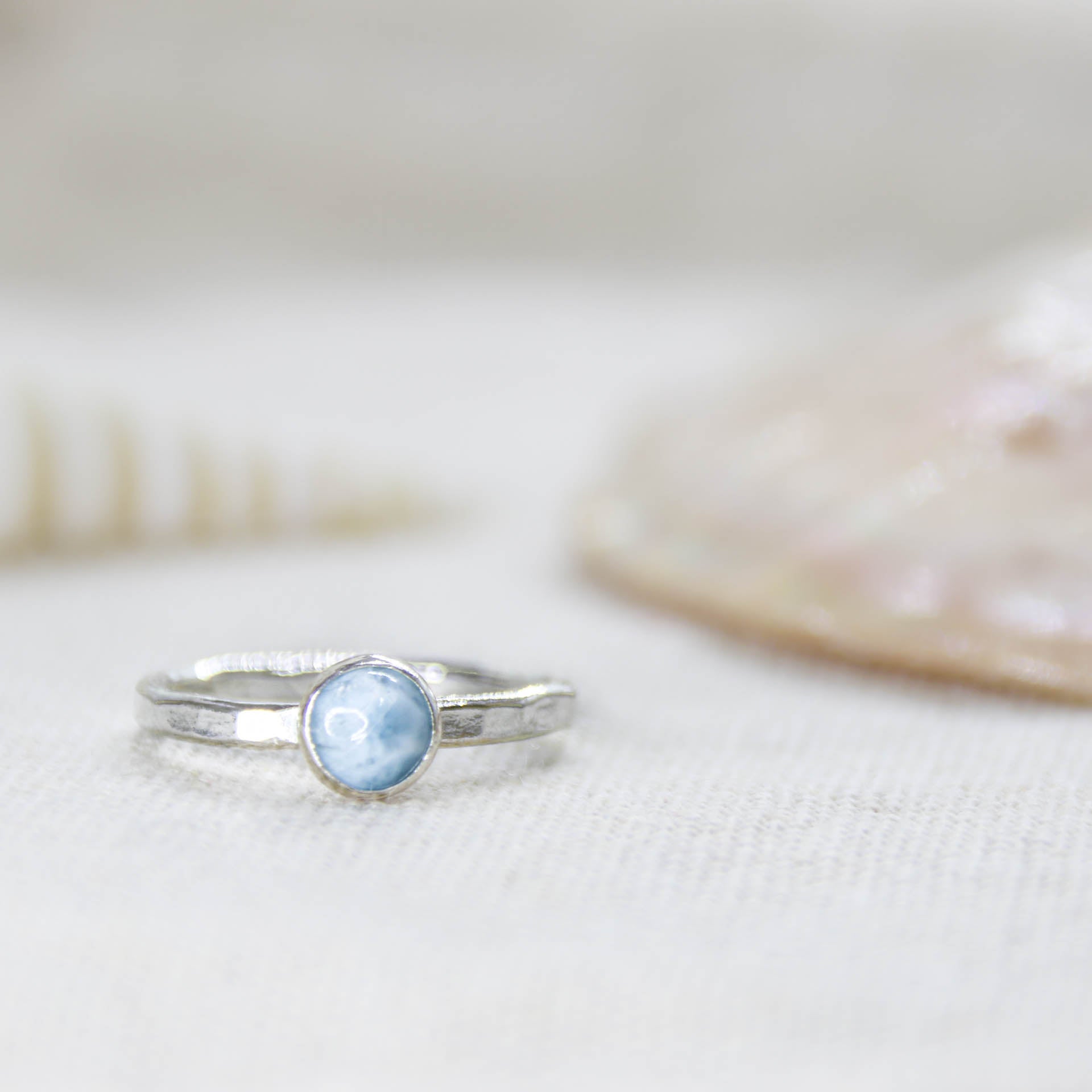 Water Goddess - Saltwater Souls larimar sterling silver stacking ring.
