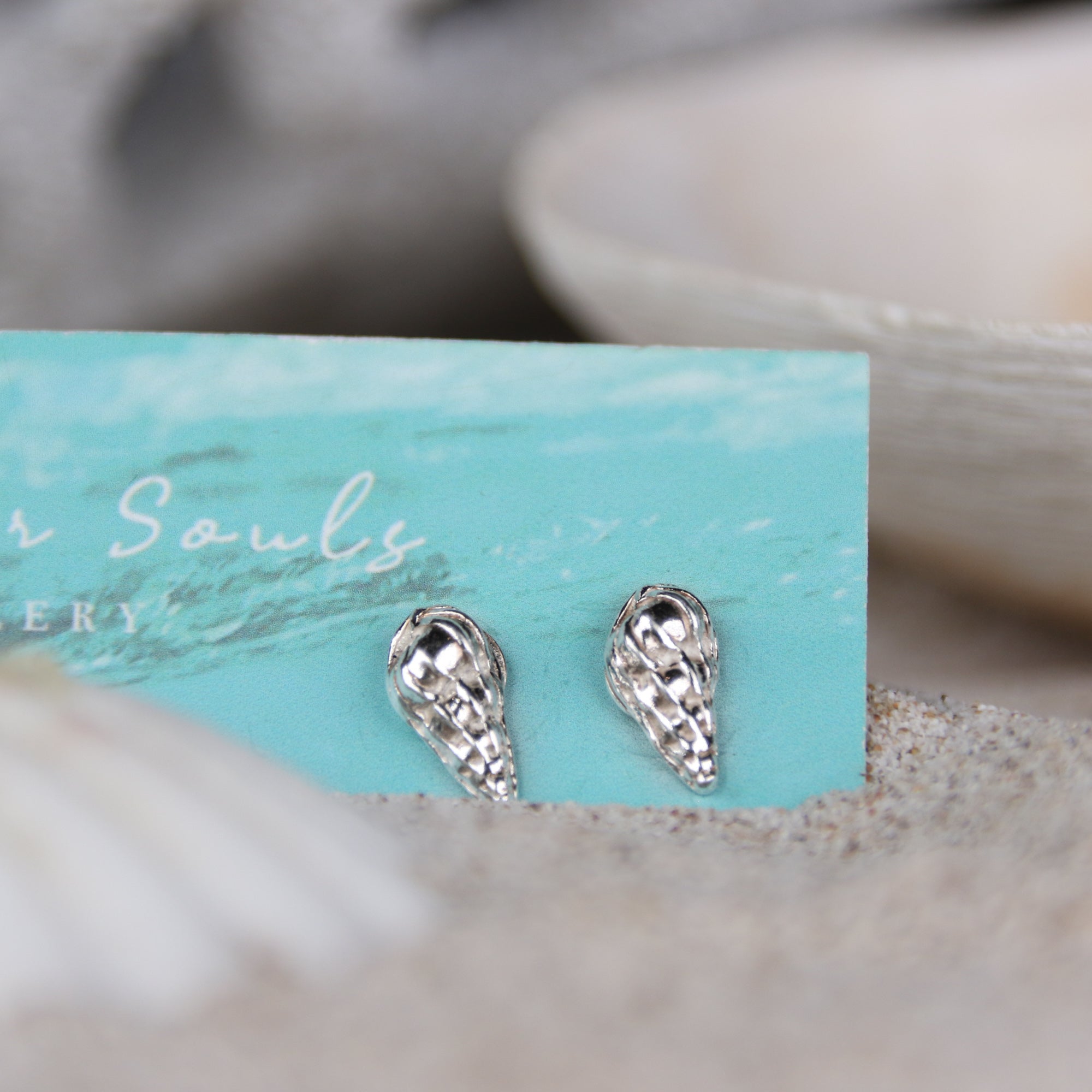 Barricane Wentletrap Studs - Two beautiful wentletrap shells cast in fine silver (0.99) creating a unique pair of studs.
