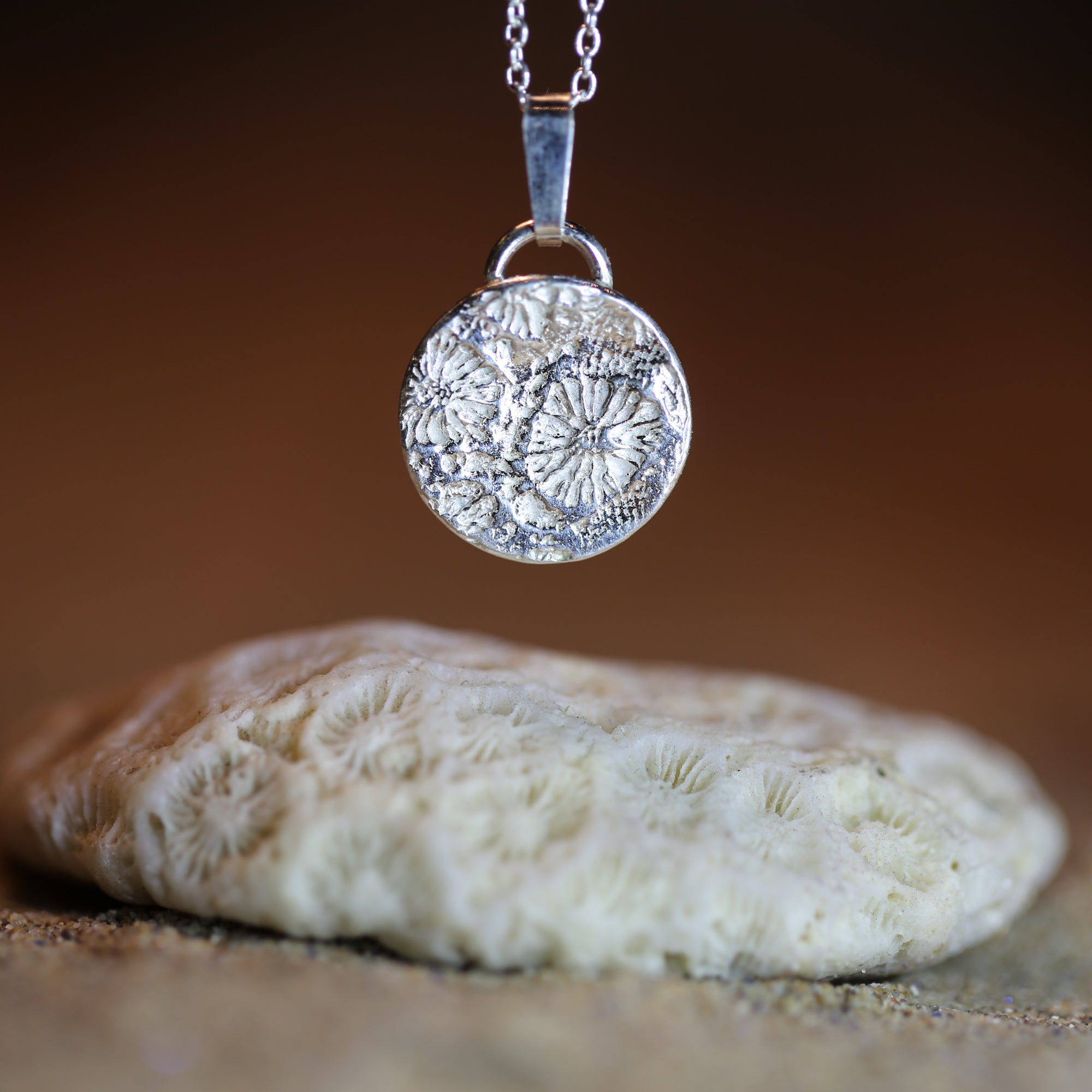 Little Coral Necklace - Saltwater Souls fine silver (.999) coral texture pendant necklace cast from a real piece of coral.