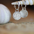 Little Urchin Hoops - Saltwater Souls fine silver (.999) cast urchin textured discs delicate sterling silver hoop earrings.