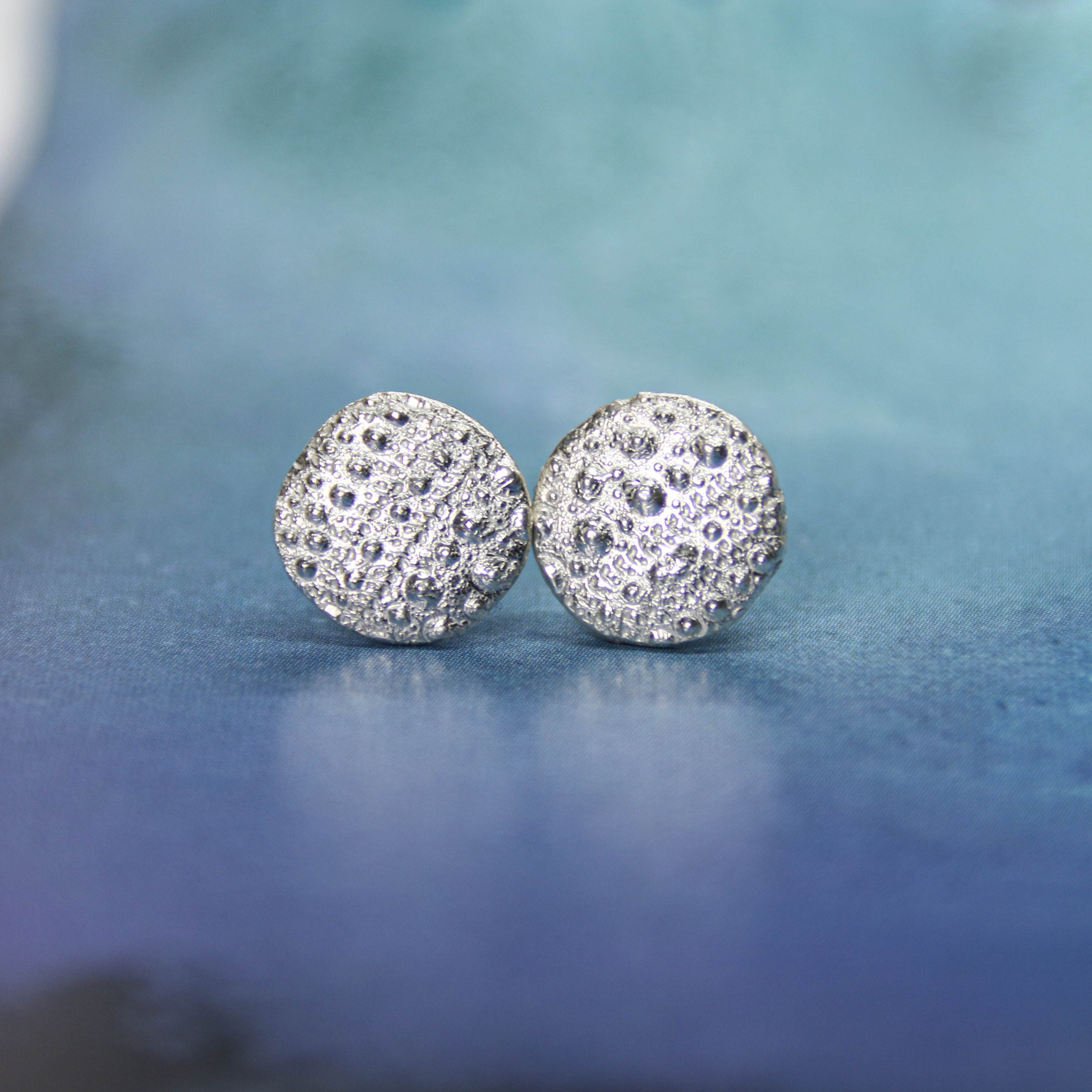 Little Urchin Studs - Urchin textured sterling silver studs, cast in fine silver (0.999) from a real urchin shell.