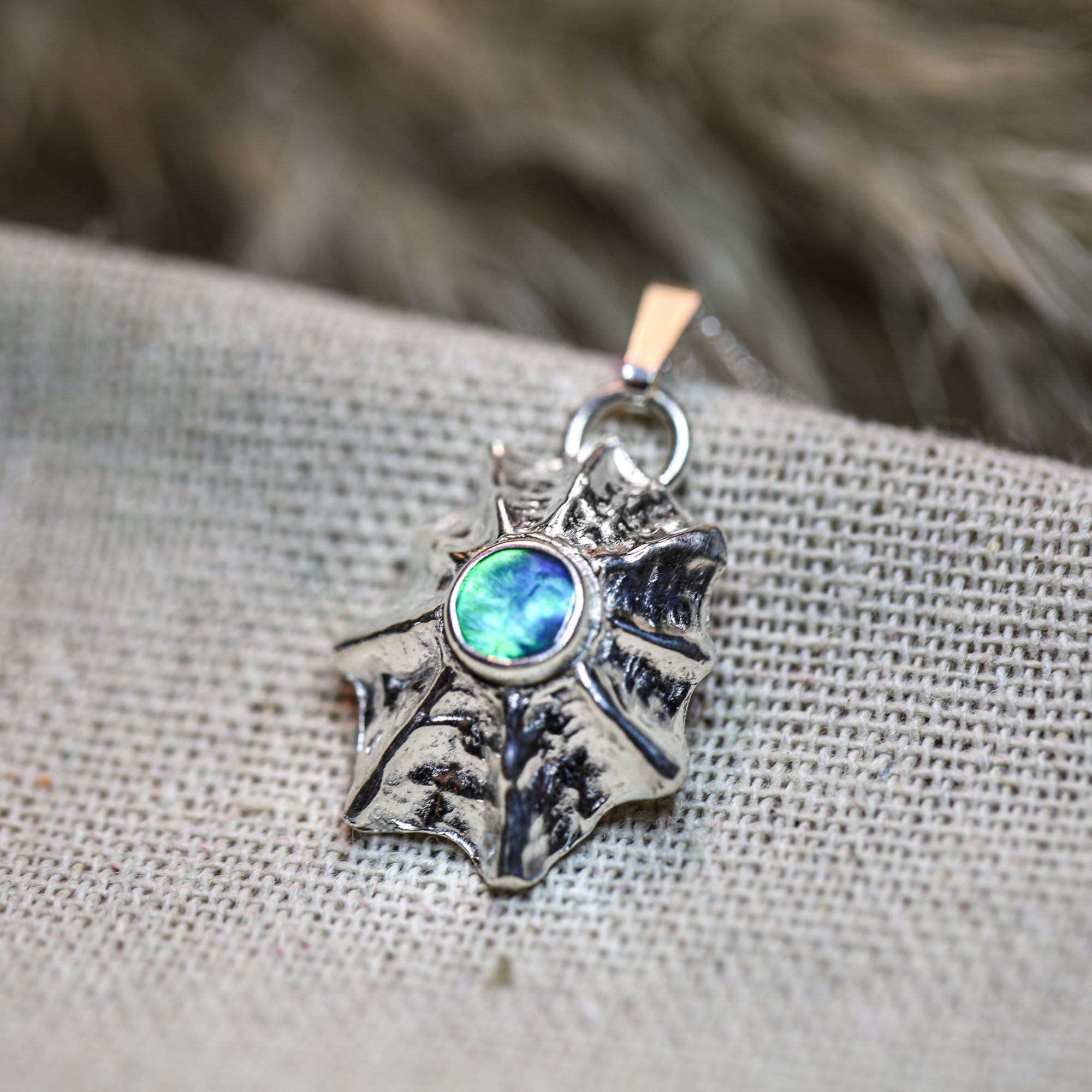 Reef Secrets - Saltwater Souls fine silver (.999) limpet shell and Australian opal necklace.