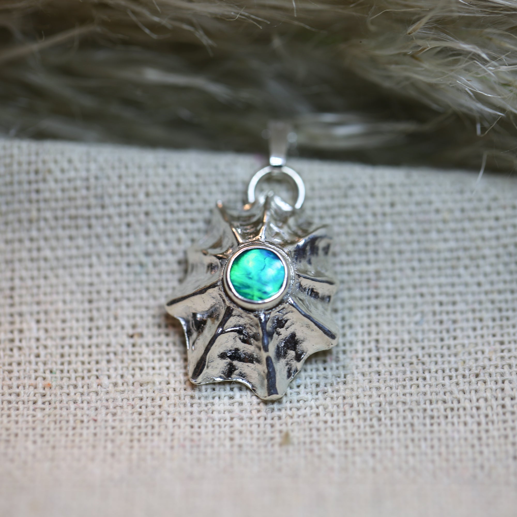Reef Secrets - Saltwater Souls fine silver (.999) limpet shell and Australian opal necklace.