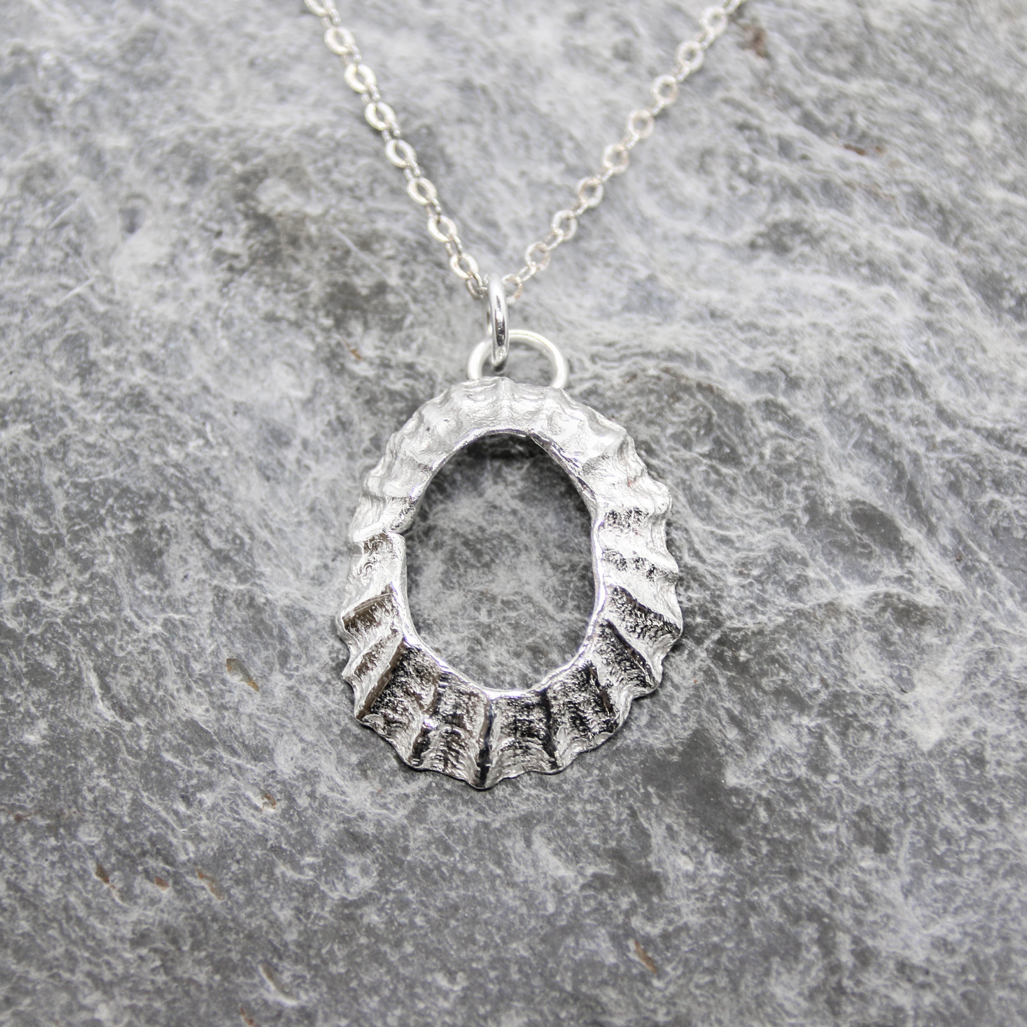 Saltwater Silver - Saltwater Souls fine silver (.999) open limpet shell cast pendant necklace.