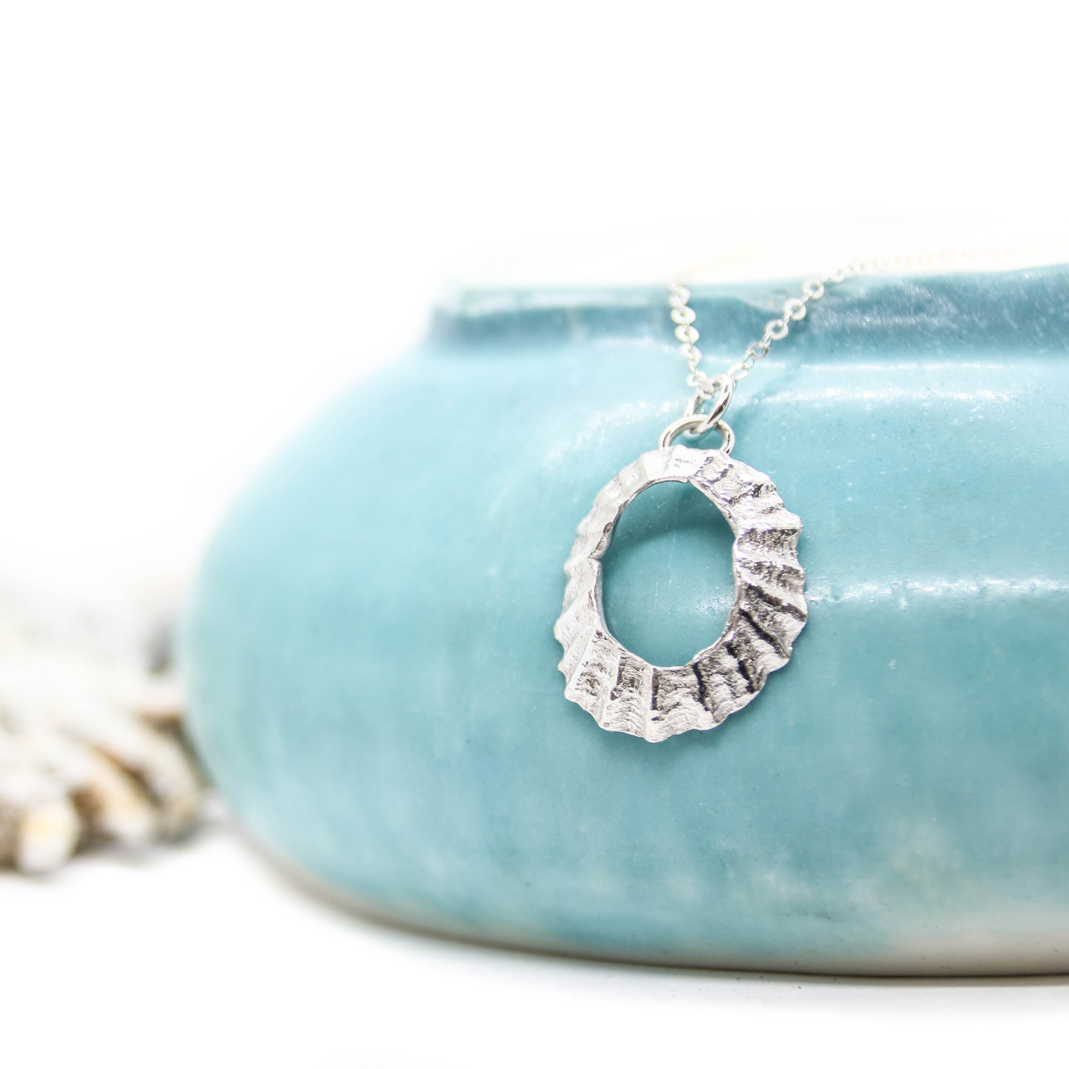 Saltwater Silver - Saltwater Souls fine silver (.999) open limpet shell cast pendant necklace.