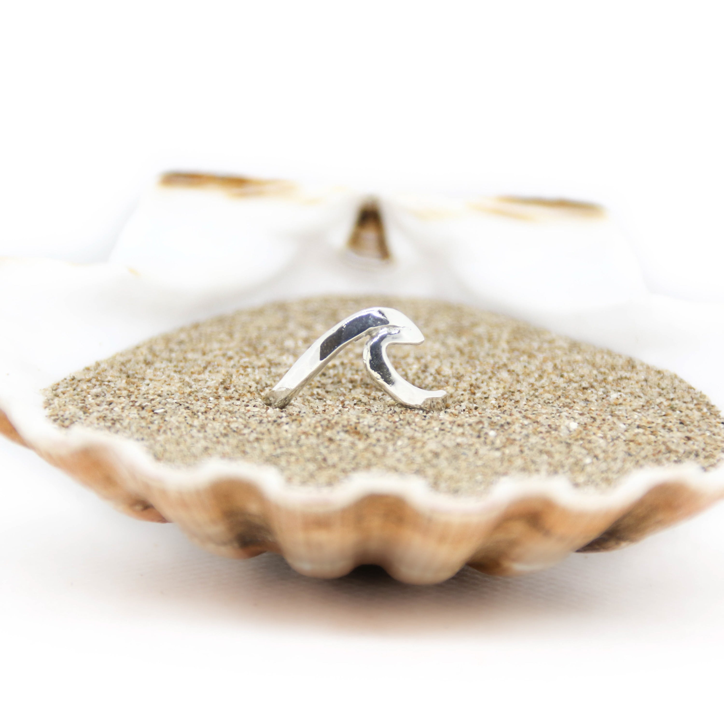 Set Wave - Saltwater Souls recycled sterling silver hammered effect wave ring.