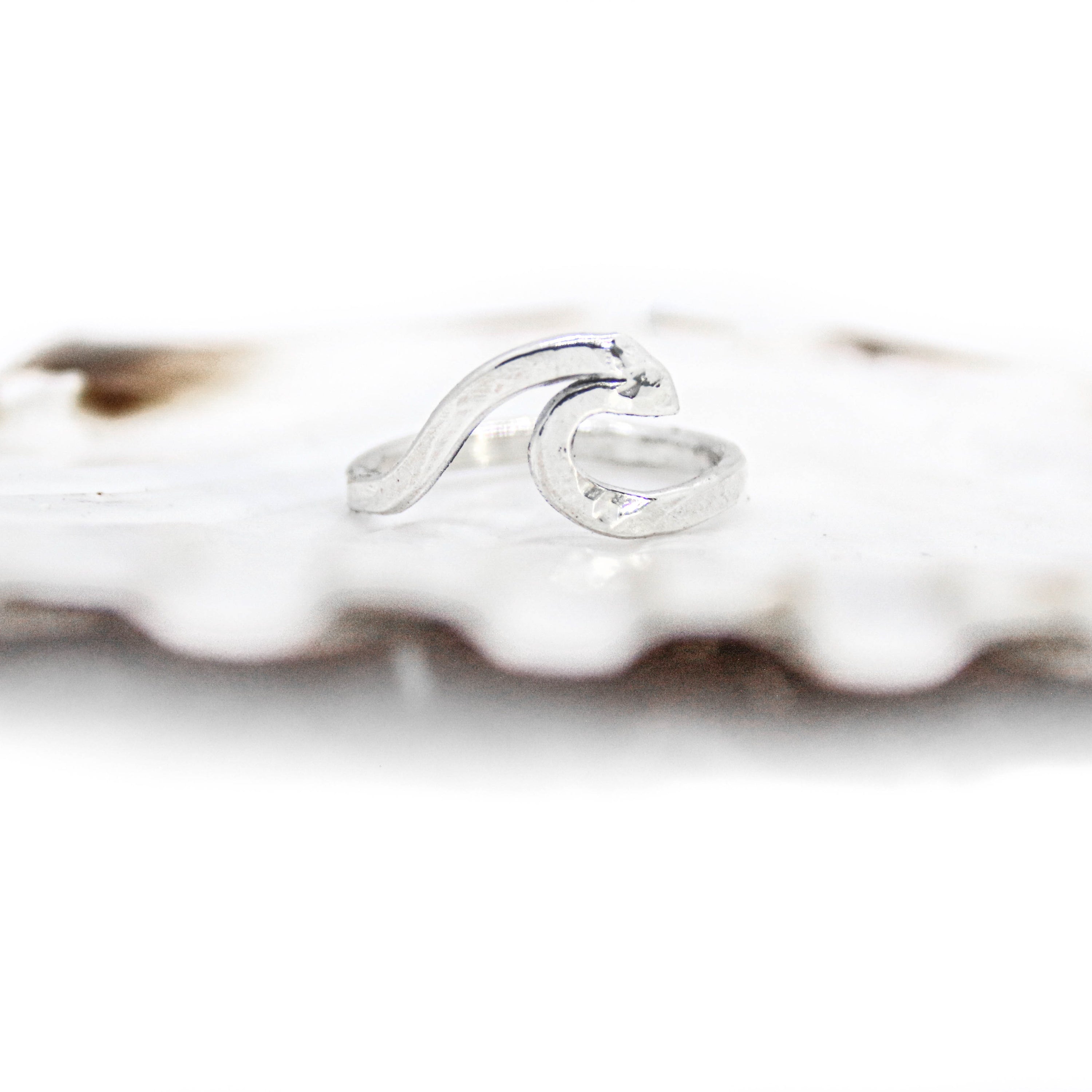 Set Wave - Saltwater Souls recycled sterling silver hammered effect wave ring.