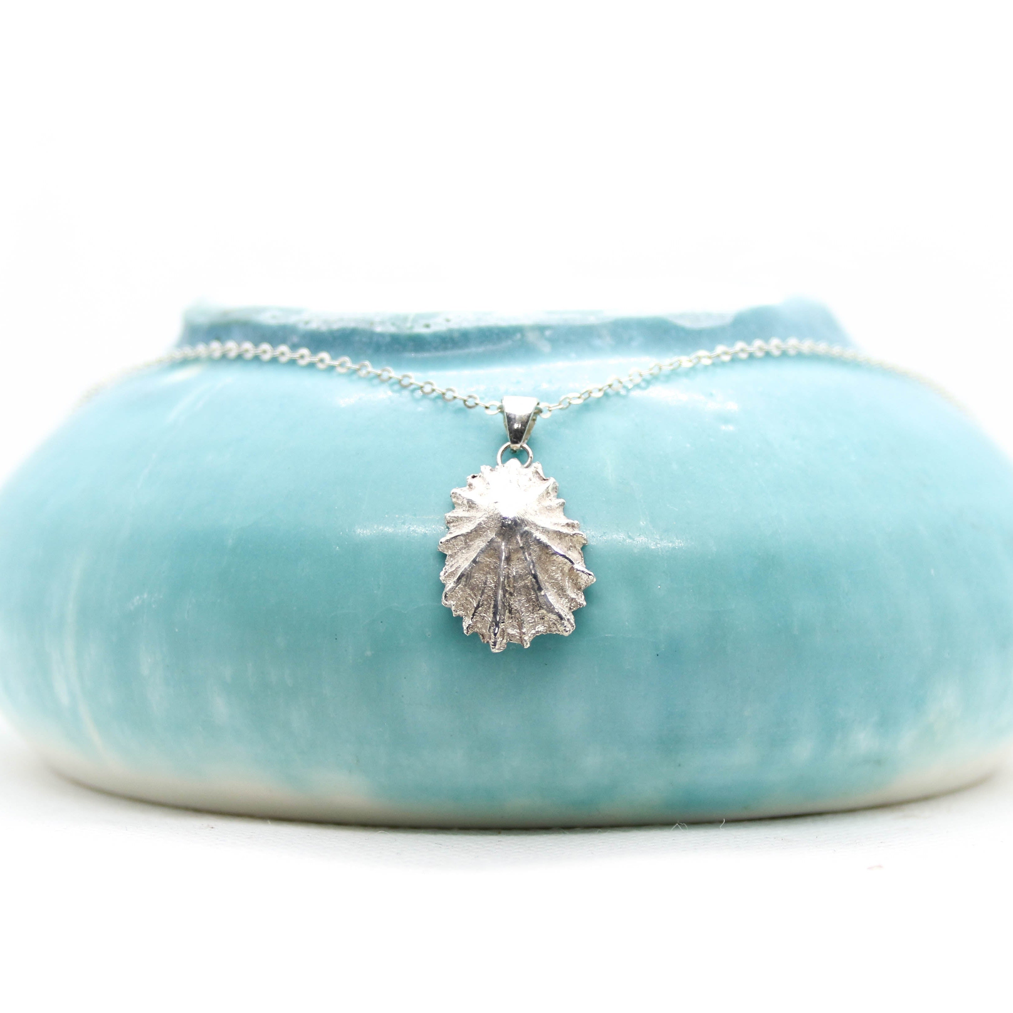 Barricane Silver Limpet - Saltwater Souls fine silver (.999) limpet shell cast pendant necklace. Shell found at Barricane Beach, Woolacombe.