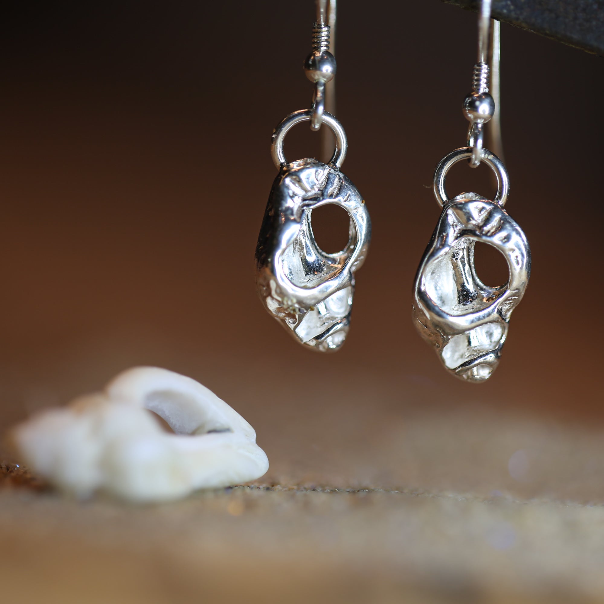 Silver Shore Earrings - Saltwater Souls fine silver (.999) cast sea shell delicate sterling silver drop earrings.